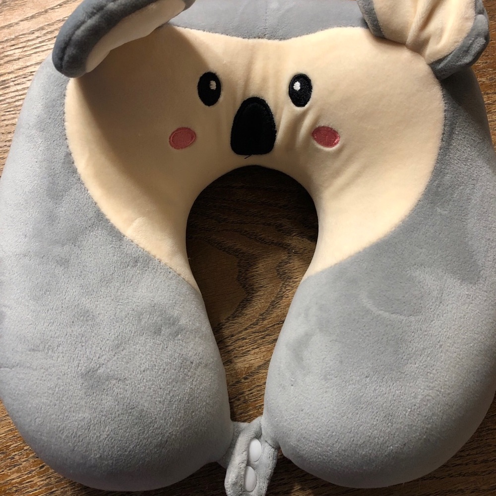 Kids Grey and Cream Koala Neck Support Plush Pillow
